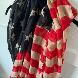 American flag infinity scarf tan/beige undertones aged look unisex accessory
